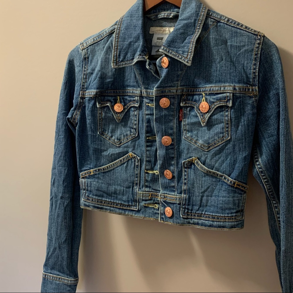 Levi's Blue Denim Cropped Jean Jacket Sz S